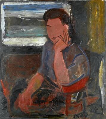 Een werk van Gust De Smet dat in het atelier is achtergelaten na de dood van de weduwe van de schilder.