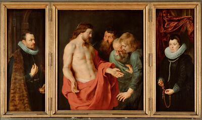 Peter Paul Rubens, Epitaaf van Nikolaas Rockox en zijn vrouw Adriana Perez, 1613-1615, olieverf op paneel, 146 x 233 cm KMSK ANTWERPEN