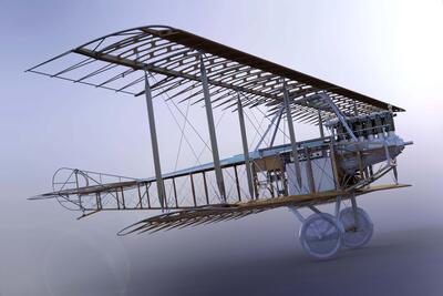 3D-model van de Aviatik die wordt heropgebouwd