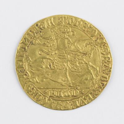 Munt uit de tijd van de hertogen van Bourgondië: gouden rijder (Filips de Goede) Gent, 1434-1447 Penningkabinet, E382/16