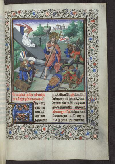 Brevier van Filips de Goede ten gebruike van Parijs, winterdeel Brugge, tweede helft van de vijftiende eeuw Toegeschreven aan Jan Tavernier KBR - ms. 9511, folio 180r: Verrijzenis van Christus