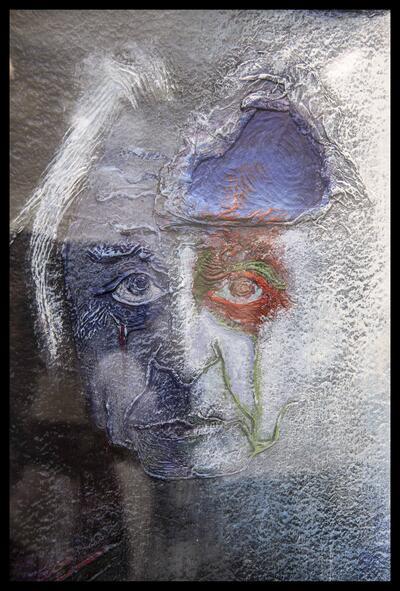 Jan Vaerten, Zelfportret (detail), 1980, acryl op papier MUSEUM JAN VAERTEN BEERSE