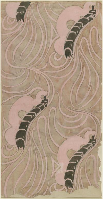 Maurice Denis, ontwerp voor behangpapier Les Trains, ca. 1893 PRIVÉVERZAMELING, FRANKRIJK