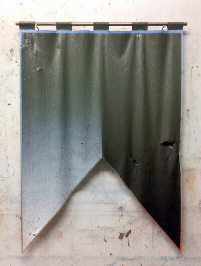 Charlie De Voet, The Colours of My Air Castle, 2018, olieverf aan een stalen staaf, 83 x 60 cm