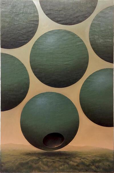Charlie De Voet, Landscape With Inner Space, 2019, olieverf op doek, 164 x 106 cm