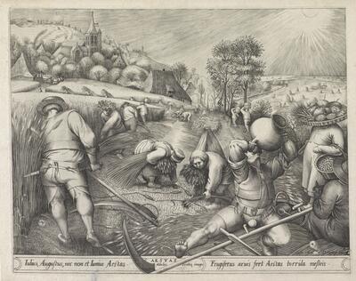 Pieter van der Heyden naar Pieter Bruegel, De zomer (detail), 1570