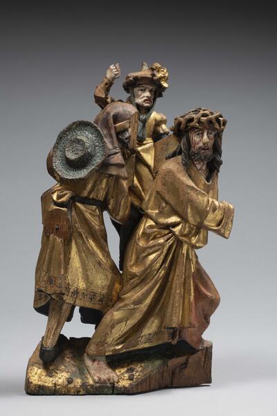 Anoniem, Fragmenten van een of meerdere retabels van Bassine: Kruisdraging en Kruisafname Brabant, Antwerpen, ca. 1510-1520 Brussel, Koninklijke Musea voor Kunst en Geschiedenis, inv. 18RA153620.3629 en inv. 3629.2567