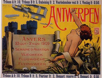 Affiche van de Eerste Vliegweek van Antwerpen, 1909