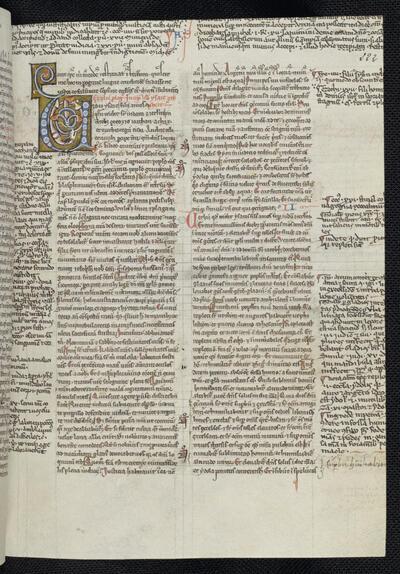 Glossen, commentaren in de marge. KBR - ms. 8428, fol. 222r