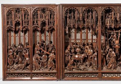 Jan I (?) en Jan II Borman, Sint-Jorisretabel, 1490–1493, eikenhout, 163,5 x 248,5 x 30,5 cm MUSEUM KUNST & GESCHIEDENIS, BRUSSEL
