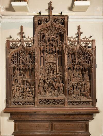 Pasquier Borman, Retabel van de heiligen Crispinus en Crispinianus, circa 1520, eikenhout, 217 x 206,4 x 36,1 cm SINT-WALDETRUDISKERK, HERENTALS
