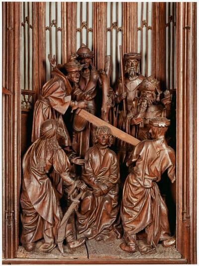 Jan I (?) en Jan II Borman, Sint-Jorisretabel (detail), 1490–1493, eikenhout, 163,5 x 248,5 x 30,5 cm MUSEUM KUNST & GESCHIEDENIS, BRUSSEL