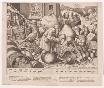 Pieter Van der Heyden naar Pieter Bruegel I, Elck, burijngravure Uitgegeven door Hieronymus Cock, ca. 1558 KBR - PRENTENKABINET, S.II 80370