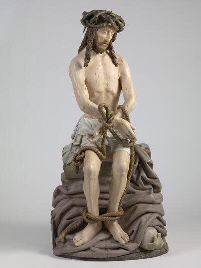 Jan I Borman, Christus op de koude steen, circa 1460-1470, eikenhout (polychromie niet origineel), 104 x 51 x 35 cm M – MUSEUM LEUVEN © WWW.LUKASWEB.BE - ART IN FLANDERS VZW