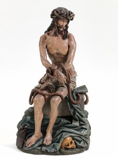 Jan II of Pasquier Borman, Christus op de koude steen, circa 1500, gepolychromeerd eikenhout, 116 x 58 x 30 cm M – MUSEUM LEUVEN © WWW.LUKASWEB.BE - ART IN FLANDERS VZW