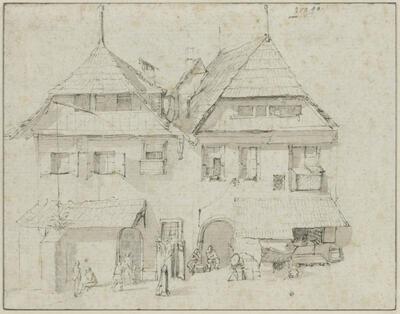Jan Brueghel, Straat in Praag, tekening FONDATION CUSTODIA, FONDATION FRITS LUGT, PARIJS, INV. 2559