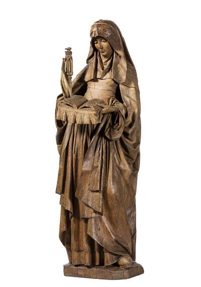Jan II Borman, Heilige Gertrudis van Nijvel, circa 1490, eikenhout, 121 x 42 x 35 cm SINT-GERTRUDISKERK, ETTERBEEK
