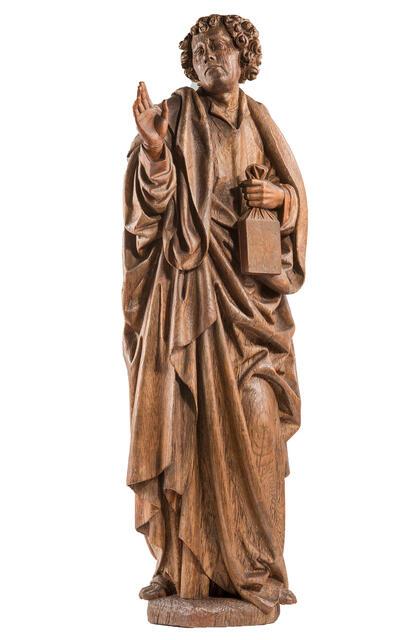 Afbeelding blz. 28: Pasquier Borman, Calvarie van Nijvel, circa 1500, eikenhout, Christus 190 x 176 x 38 cm, Madonna 163 x 57 x 38 cm, Johannes 163 x 57 x 43 cm MUSÉE DU LOUVRE, PARIJS © RMN-GRAND PALAIS (MUSÉE DU LOUVRE