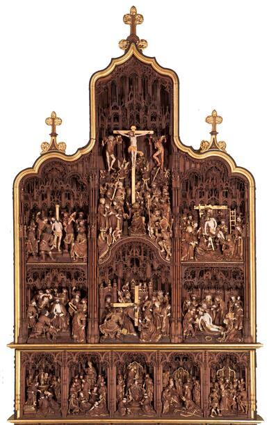 Pasquier en Jan III Borman (?) i.s.m. Guyot de Beaugrant, Sint-Denijsretabel, circa 1532-1534, gepolychromeerd eikenhout, 650 x 325 cm EGLISE SAINT DENIS, LUIK