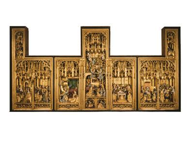 Jan III Borman, Retabel van Saluzzo, gepolychromeerd eikenhout, 212 x 427 cm MUSEUM VAN DE STAD BRUSSEL