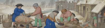 Kalenderillustratie bij de maand december (detail) uit Breviarium Mayer van den Bergh, ca. 1500, fol. 7r MUSEUM MAYER VAN DEN BERGH, INV. MMB.0618