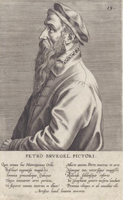 Johannes Wierix (toegeschreven aan), Portret van Pieter Bruegel de Oude, 1572, gravure, 203 x 124 mm