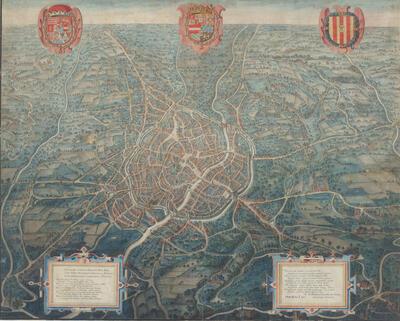 Plattegrond van de stad Mechelen rond het laatste kwart van de zestiende eeuw, naar het originele plan van de hand van Jan van Hanswijck, kopie door Jan-Baptist De Noter, 1812