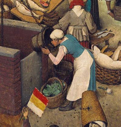 Pieter Bruegel de Oude, De strijd tussen Carnaval en Vasten, detail