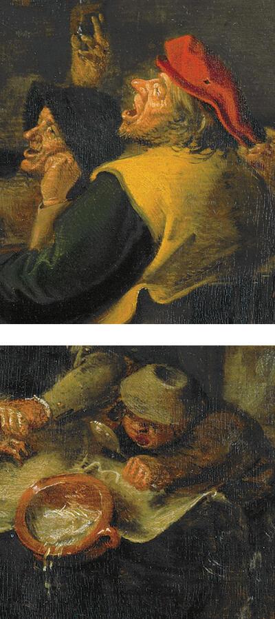 Adriaen Brouwer, Feestvierende boeren (detail), ca. 1624/26, olieverf op paneel, 35 x 53,5 cm KUNSTHAUS ZÜRICH, INV. NR. R 4
