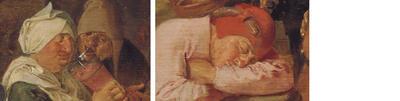 Adriaen Brouwer, Het slachtfeest (details),ca. 1625/26, olieverf op paneel, 34 x 37,3 cm STAATLICHES MUSEUM, SCHWERIN, INV. NR. G 174