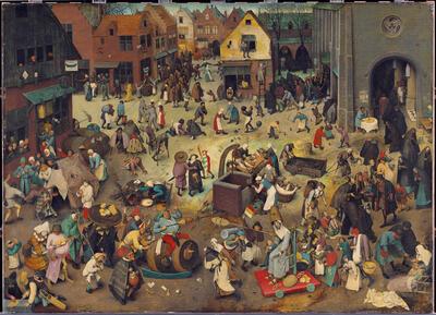 Pieter Bruegel de Oude, De strijd tussen Carnaval en Vasten, 1559, olieverf op paneel, 118 x 164,5 cm KUNSTHISTORISCHES MUSEUM, WENEN, INV. NR. 1016