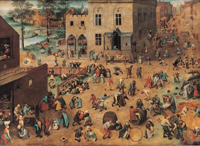 Pieter Bruegel de Oude, De kinderspelen, 1560, olieverf op paneel, 118 x 161 cm KUNSTHISTORISCHES MUSEUM, WENEN, INV. NR. 1017