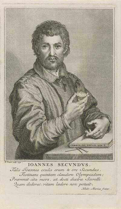 Bernard Picart, Portret van Janus Secundus, 1730, ets, 125 × 77 mm