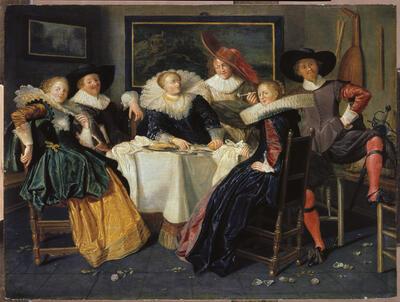 Dirck Hals, Vrolijk gezelschap, ca. 1628, olieverf op paneel, 30,5 x 40,4 cm KUNSTPALAST, DÜSSELDORF, INV. NR. M 1970-5