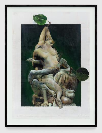 Thomas Lerooy, Rhum and pear, 2018, mixed media op papier, 196 x 140 cm, enig exemplaar, gesigneerd en gedateerd