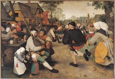 Pieter Bruegel de Oude, De dorpskermis, ca. 1568, olieverf op paneel, 114 x 164 cm KUNSTHISTORISCHES MUSEUM, WENEN, INV. NR. 1059
