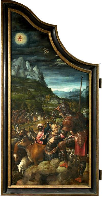 Bernard van Orley, Polyptiek met Job en Lazarus, 1521, olieverf op paneel, 176 x 184 cm (centraal paneel), 174 x 80 cm (elk van de zijpanelen) KONINKLIJKE MUSEA VOOR SCHONE KUNSTEN VAN BELGIË, BRUSSEL