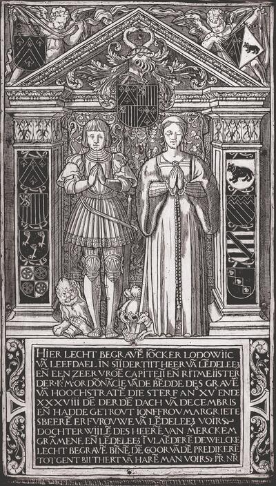 Wrijfprent van de grafplaat van Lodewijc van Leefdaal († 1538) en zijn echtgenote Margriete s’Beeren (de Beer) († 1553), Tielen