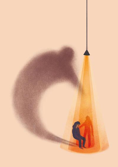 Flore Deman, prentkaart Het licht voor het project van psychologe Liese Aerts over mentale gezondheid, 2020