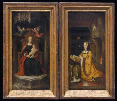 Meester van 1499, Margareta van Oostenrijk in aanbidding voor de Madonna, voor 1504, olieverf op paneel, 29,4 x 30,6 cm MUSEUM VOOR SCHONE KUNSTEN, GENT