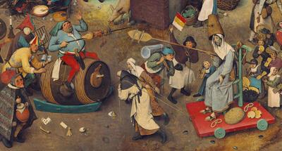 Pieter Bruegel de Oude, De strijd tussen Carnaval en Vasten, detail