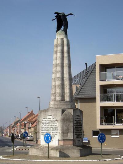 Marcel Wolfers (beeldhouwer) en Jean Hendrickx (architect), gedenkteken Georges Guynemer, Guynemerplein, Langemark-Poelkapelle, inhuldiging 8 juli 1923