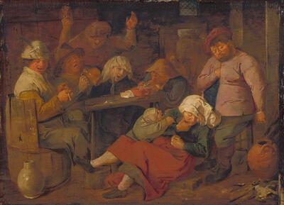 Adriaen Brouwer, Herberginterieur, ca. 1624/25, olieverf op paneel MAURITSHUIS, DEN HAAG, INV. NR. 847