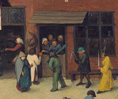 Pieter Bruegel de Oude, De strijd tussen Carnaval en Vasten, detail