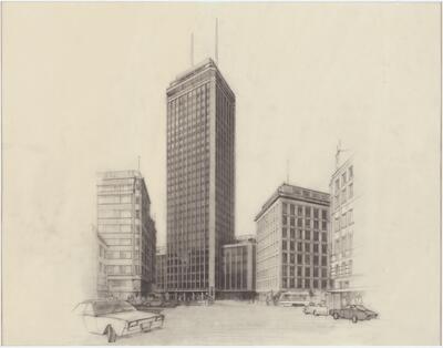 Ontwerp voor de modernisering van de Boerentoren, ca. 1968.