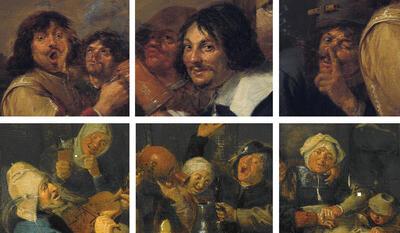 Adriaen Brouwer, Feestvierende boeren (details), ca. 1624/26, olieverf op paneel, 35 x 53,5 cm KUNSTHAUS ZÜRICH, INV. NR. R 4
