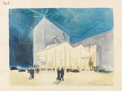 Ontwerp voor de voorgevel van het casino van Oostende, 1946.