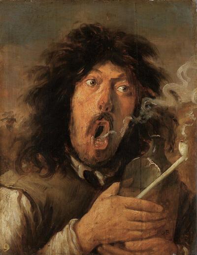 Joos van Craesbeeck, De roker, c. 1640?, olieverf op paneel, 41 x 32 cm MUSÉE DU LOUVRE, PARIJS, INV. NR. M.I. 906