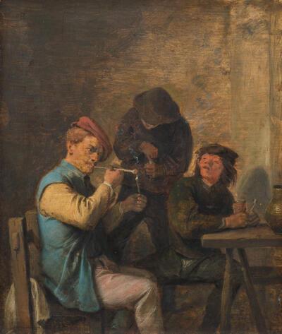 Adriaen Brouwer, Rokers in een herberg, olieverf op paneel ALTE PINAKOTHEK, MÜNCHEN, INV. NR. 626