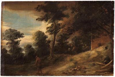 Adriaen Brouwer, Schemerlandschap, ca. 1633/37, olieverf op paneel, 17 x 36 cm MUSÉE DU LOUVRE, PARIJS, INV. NR. R.F. 2559
